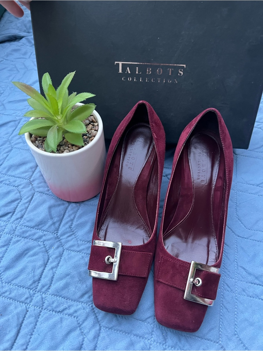 Talbots Women's Burgundy Suede Buckle Pumps